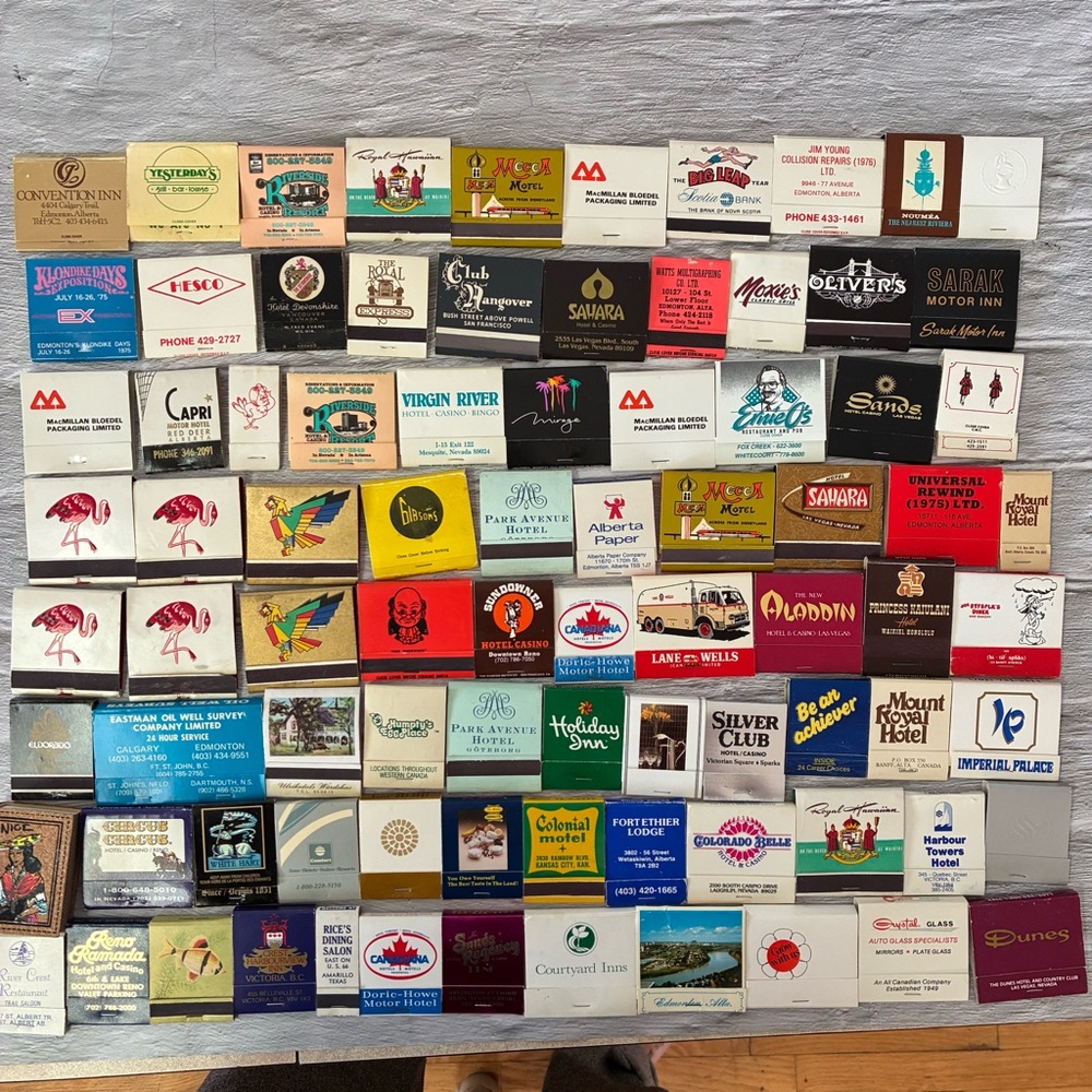 Vintage Assorted Matchbooks Struck And Unstruck Lot of 84 Mostly Canadian/USA